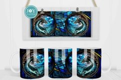 FAUX STAINED GLASS DRAGON SUBLIMATION MUG WRAP DESIGN Product Image 2
