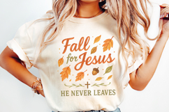Fall for Jesus png, He Never Leaves png, Fall Png, Product Image 2