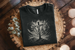 Jesus T-Shirt Design, Religious Halftone, PNG for Product Image 2