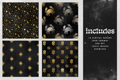16 Black &amp; Gold Cancer Zodiac Seamless Patterns Product Image 2