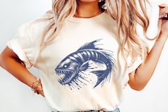 Deep-Sea Monster Fish PNG, Vintage Horror Marine Art, Product Image 2
