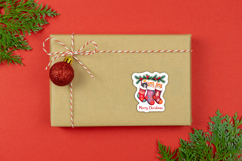 Cute Christmas Kittens Stickers, Xmas Stickers PNG Files Product Image 2