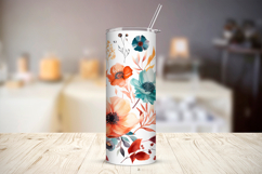 Boho Flower Tumbler Wrap 20 oz, Floral Sublimation Design Product Image 2