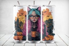 4 Zombie Cat Girls Tumbler Wrap Sublimation Design, 20 oz Product Image 2