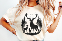 Deer Silhouette PNG, Woodland Forest Stag Family PNG, Product Image 2