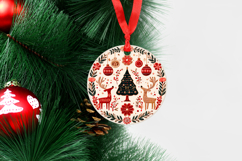 4 Embroidery Christmas Round Ornaments, Xmas Sublimation PNG Product Image 2