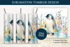 Cute watercolor penguin Tumbler Sublimation 20oz Product Image 1