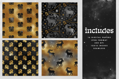 16 Black &amp; Gold Capricorn Zodiac Seamless Patterns Product Image 2