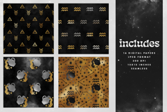 16 Black &amp; Gold Aquarius Zodiac Seamless Patterns Product Image 2