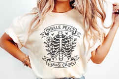 Inhale Peace Exhale Chaos PNG, Skeleton Floral Digital Product Image 2