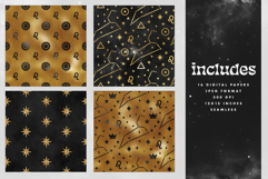 16 Black &amp; Gold Leo Zodiac Seamless Patterns Product Image 2