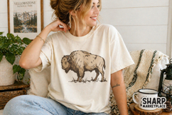 Vintage Bison Prairie Illustration Western PNG, Cow PNG Product Image 2
