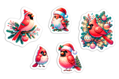 Christmas Cardinal Printable Stickers, Digital Stickers PNG Product Image 2