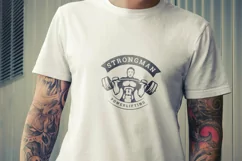 Muscular man fitness club retro logo Product Image 3