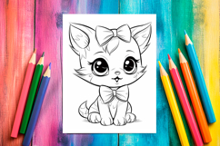 4 Kawaii Kitten Coloring Pages, Printable Designs for Kids Product Image 2