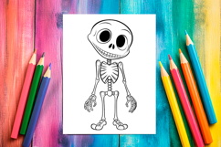 4 Cute Skeleton Coloring Pages, Printable Designs PNG Product Image 2