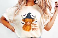 Moo... I Mean Boo! Highland Cow Halloween PNG, Witch Hat Product Image 2
