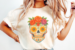 Sugar Skull Floral PNG, Day of the Dead PNG, Calavera Art, Product Image 2
