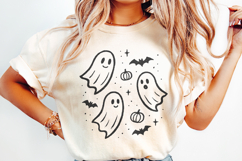 Cute Ghosts PNG, Halloween Ghost Clipart, Bat and Pumpkin Product Image 2