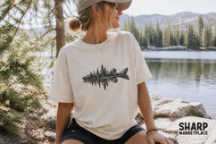 Forest Fish Silhouette With Mountain Lake Reflection PNG, Product Image 2