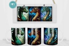 FAUX STAINED GLASS DRAGON SUBLIMATION MUG WRAP DESIGN Product Image 2