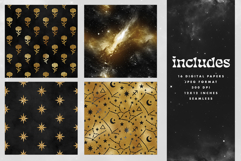 16 Black &amp; Gold Sagittarius Zodiac Seamless Patterns Product Image 2