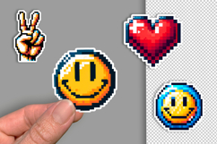 Pixel Art Printable Sticker Pack, Digital Sticker Sheet PNG Product Image 2