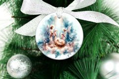 4 Nativity Round Ornaments, Xmas Sublimation PNG Product Image 2