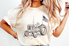 Vintage Tractor PNG, Patriotic Tractor, American Flag, Product Image 2