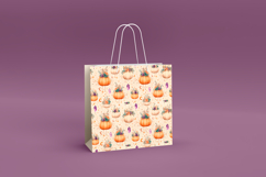 4 Boho Autumn Pumpkins Seamless Patterns, Digital Paper PNG Product Image 2