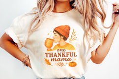 One Thankful Mama PNG Tee, Cute Fall Pumpkin Shirt PNG, Product Image 2