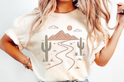 Minimalist Desert PNG Art, Boho Landscape with Cactus and Product Image 2