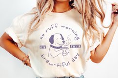 No Ruff morning Coffee png, Retro Illustration, Printable Product Image 2