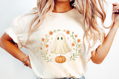 Cute Ghost Pumpkin PNG, Fall Halloween Ghost Clipart PNG, Product Image 2