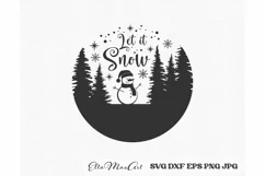 Let it Snow SVG, Christmas Round Sign SVG, Door Hangers, PNG Product Image 2