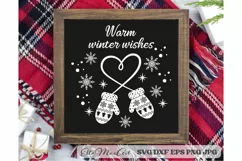 Warm winter wishes SVG, Christmas Round Sign SVG, Door PNG Product Image 3