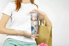 Watercolor Blue Flowers Tumbler Sublimation Design, PNG 20oz Product Image 3