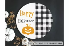 Happy Halloween SVG, Halloween Round Sign SVG, Farmhouse SVG Product Image 1