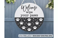 Welcome wipe your paws SVG, Dog Welcome Sign SVG, Dog SVG, Product Image 1