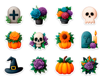 Autumn Gothic Halloween Stickers, Digital Sticker Sheet PNG Product Image 2