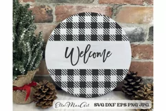 Welcome SVG, Christmas Round Sign SVG, Door Hangers, PNG Product Image 1