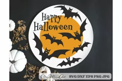 Happy Halloween SVG, Halloween Round Sign SVG, Farmhouse SVG Product Image 1