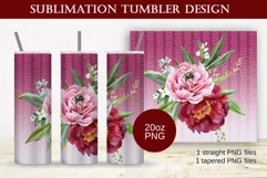 Watercolor peonies bouquet Tumbler Sublimation Floral Design Product Image 1