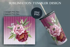 Watercolor peonies bouquet Tumbler Sublimation Floral Design Product Image 2