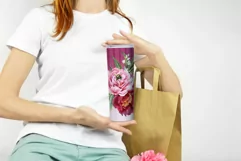 Watercolor peonies bouquet Tumbler Sublimation Floral Design Product Image 3