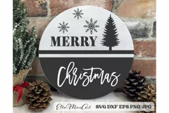 Merry Christmas SVG, Christmas Round Sign SVG, Door Hangers Product Image 1