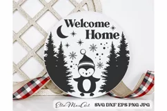 Welcome Home SVG, Christmas Round Sign SVG, Door Hangers SVG Product Image 1