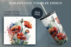 Red watercolor poppies Tumbler Sublimation 20oz|Floral desig Product Image 2