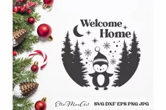 Welcome Home SVG, Christmas Round Sign SVG, Door Hangers SVG Product Image 2