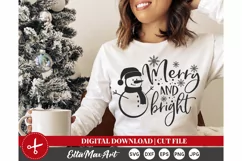 Merry and bright Svg, Christmas SVG, Winter SVG, Santa svg, Product Image 1